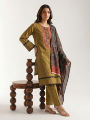 Brown - Embriodered 3 Piece