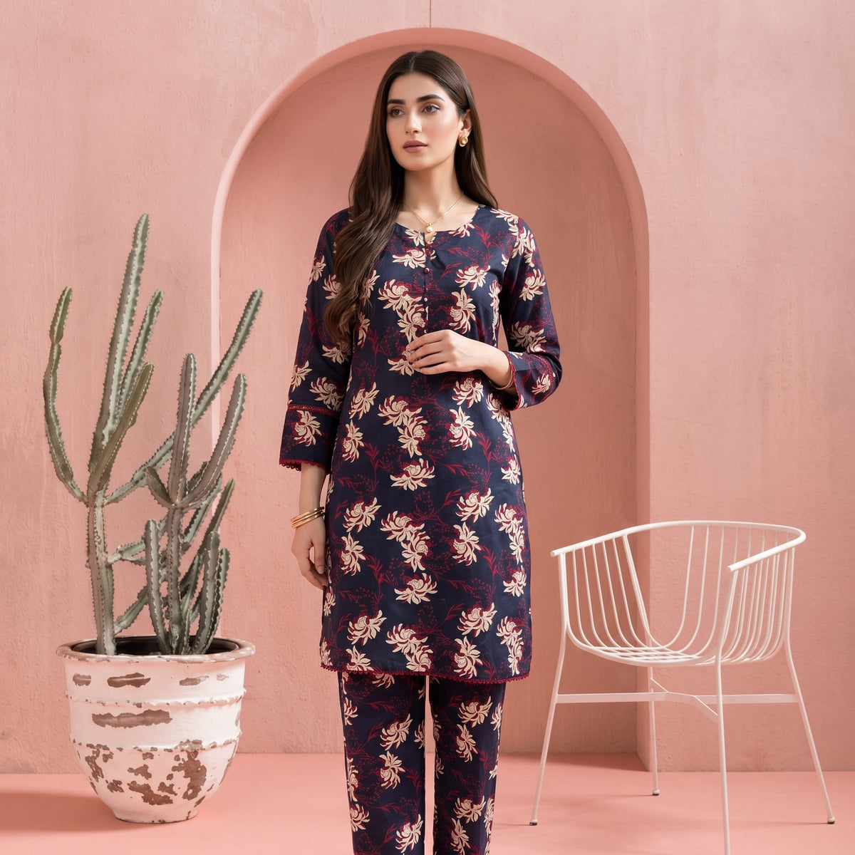 Navy Blue - Printed Co-Ord Set