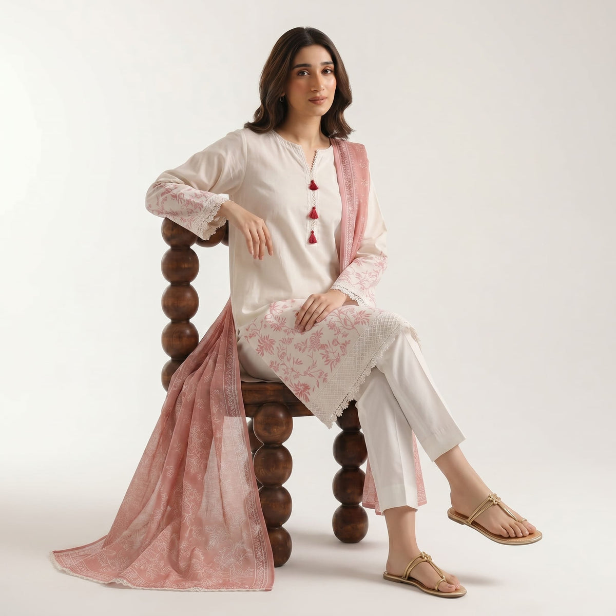 White - Embriodered 3 Piece