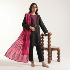 Black- Embroidered 3 Piece