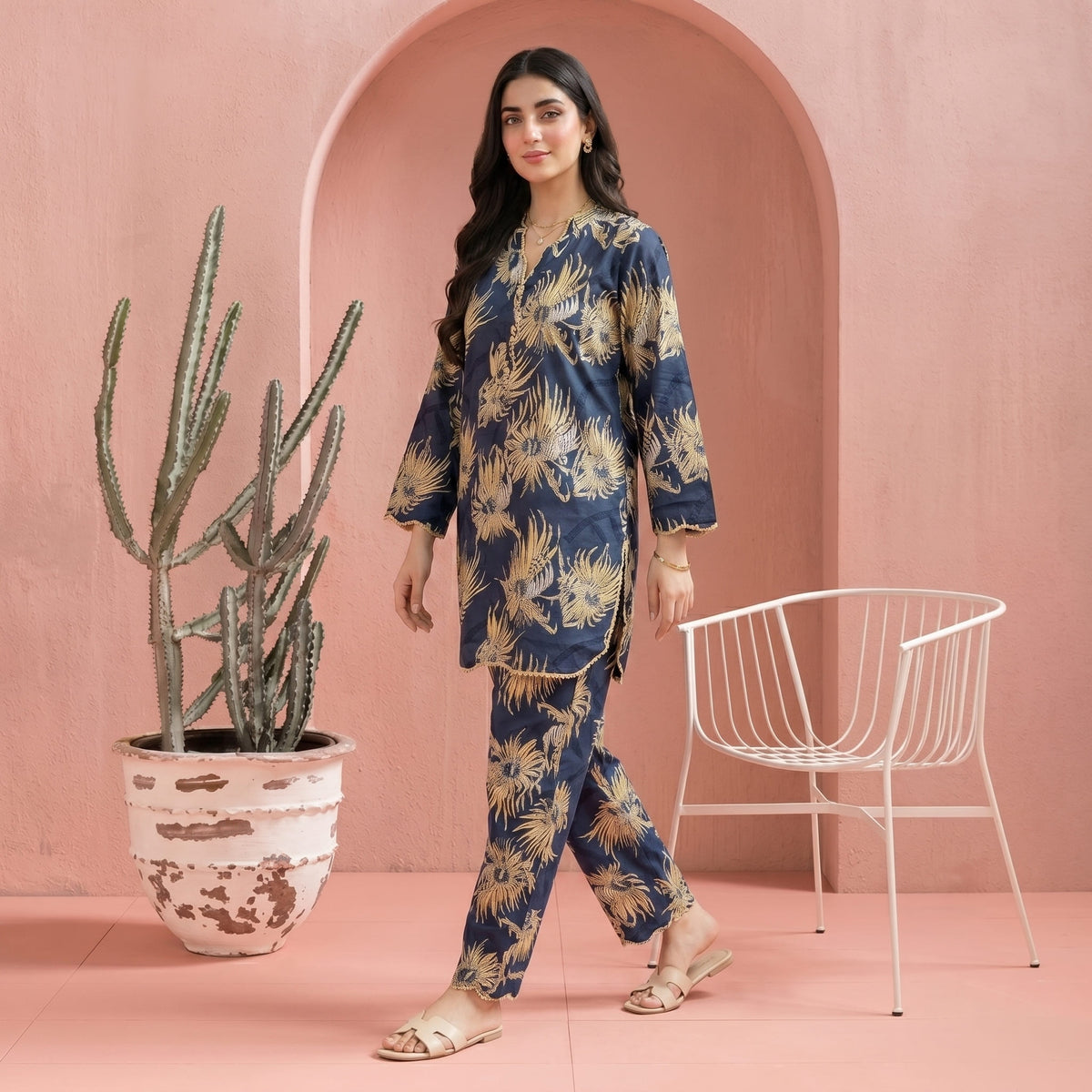Blue & Skin - Printed Co-Ord Set