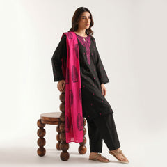 Black- Embroidered 3 Piece