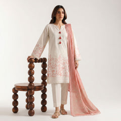 White - Embriodered 3 Piece