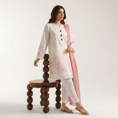 White - Embriodered 3 Piece